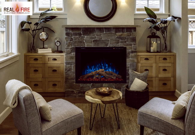 壁面埋め込み式 電気暖炉 レッドストーン Real Fire | アイエム