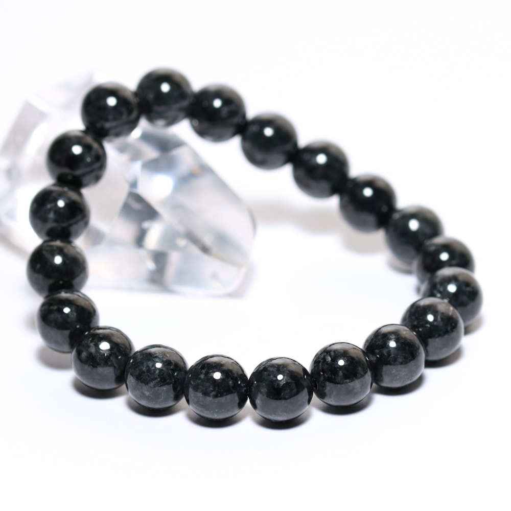 高品質]ミャンマー産天然黒翡翠ブレスレット（約10mm玉） - 埼玉県吉川