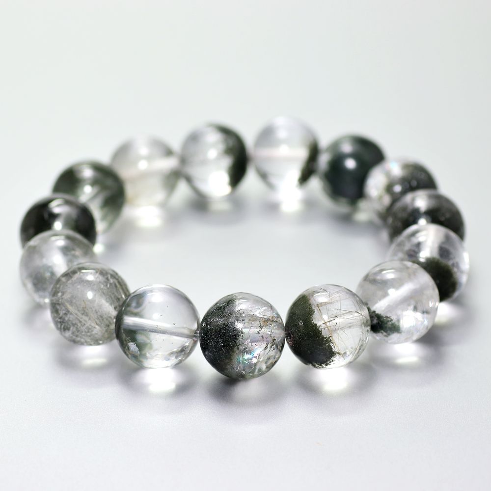 特選]ガネッシュヒマール産ヒマラヤ水晶ブレスレット（約16mm玉/クロー