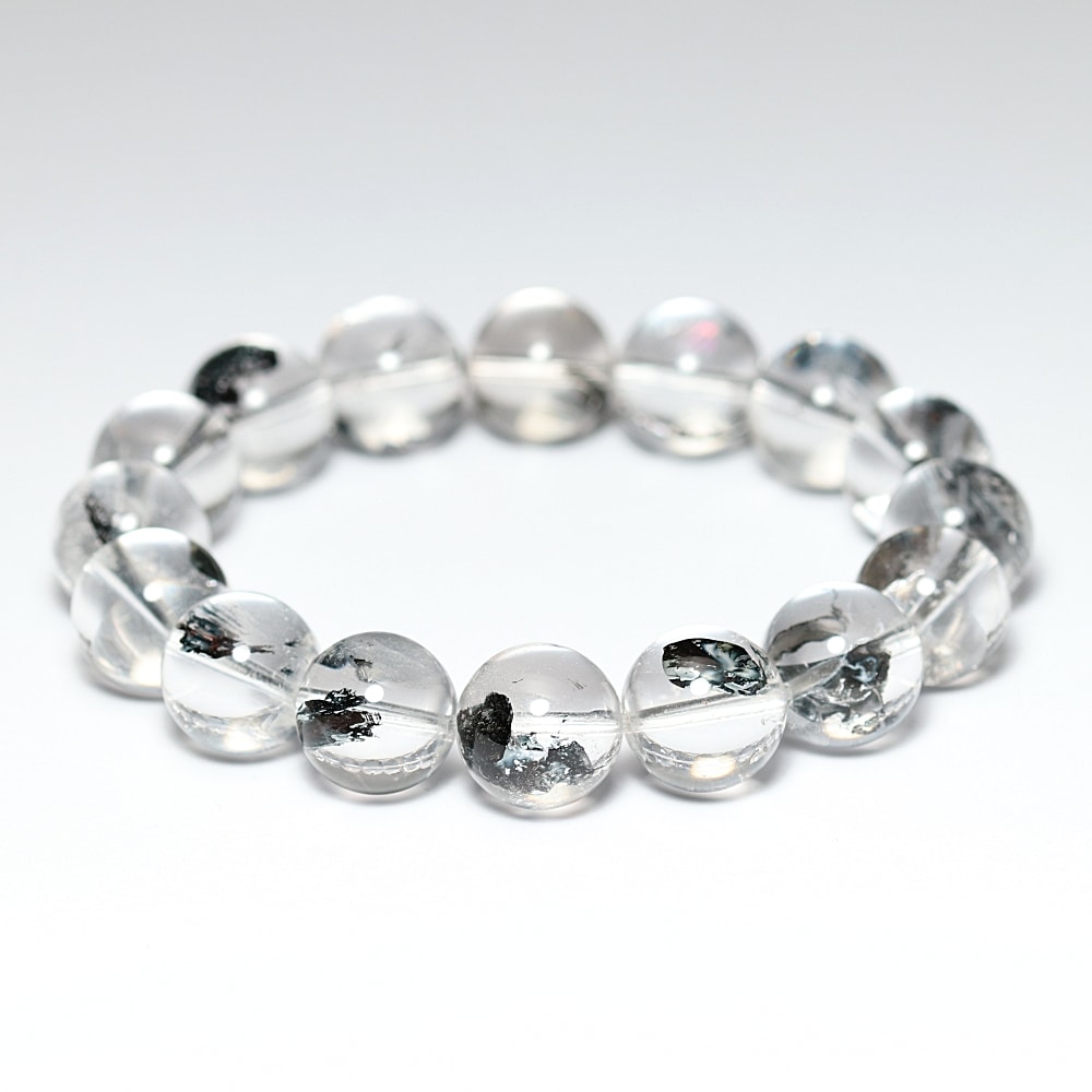 高品質]マダガスカル産グラファイトインクォーツブレスレット（約13.5