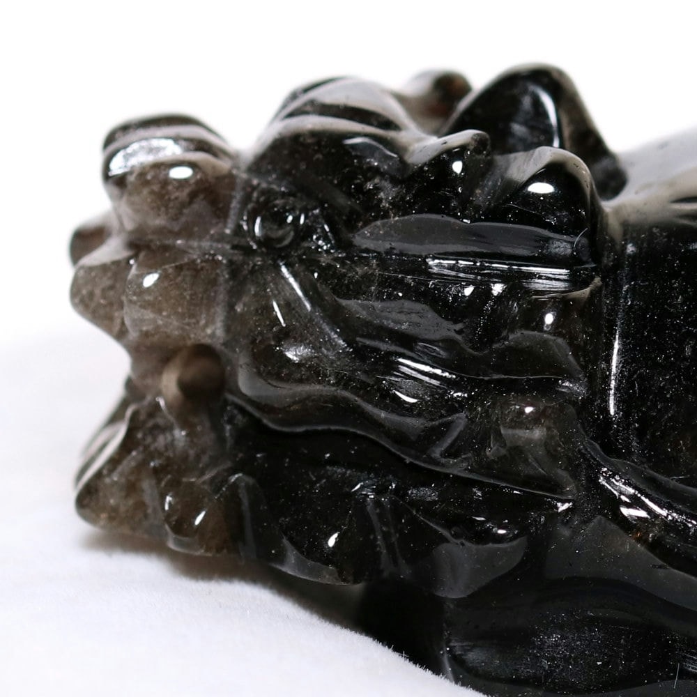 中国/山東省産]モリオン彫刻/天然黒水晶（龍亀/ロングイ） - 埼玉県