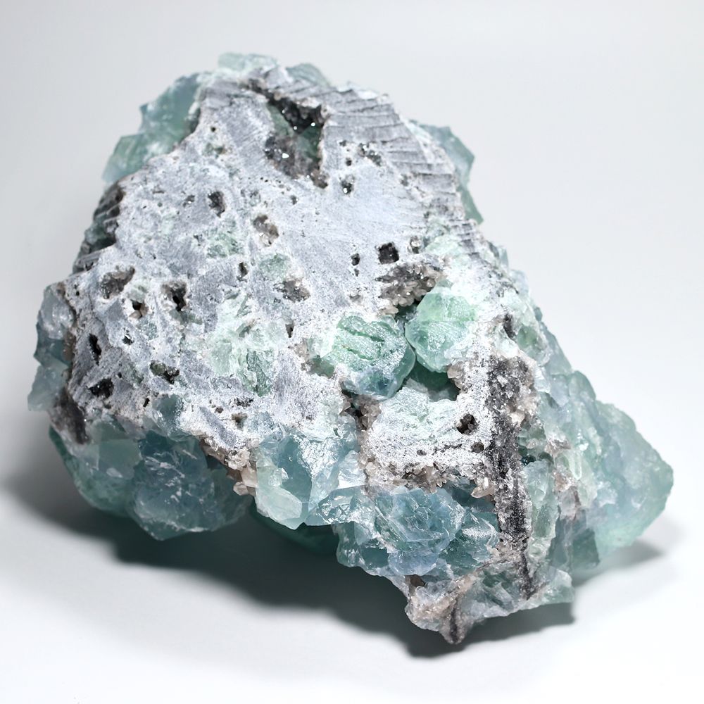 中国/福建省産グリーンフローライト結晶原石/水晶共生（天然蛍石/大型