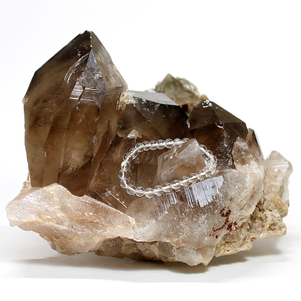 高品質]インド/マニカラン産ヒマラヤスモーキークォーツ原石クラスター