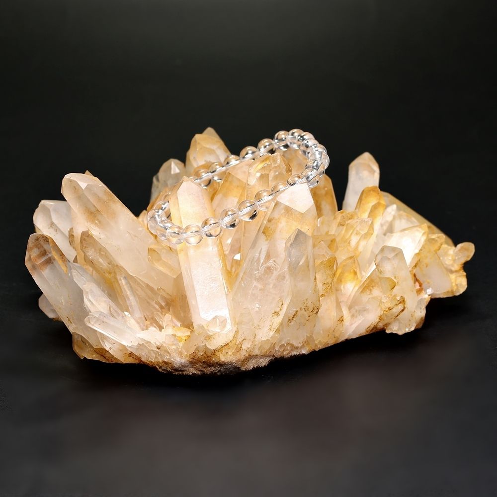 高品質]マダガスカル産水晶クラスター/イエロー（原石629g・ゴールデン