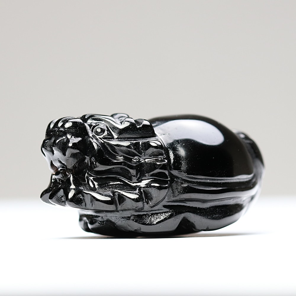 中国/山東省産]モリオン彫刻/天然黒水晶（龍亀/ロングイ） - 埼玉県