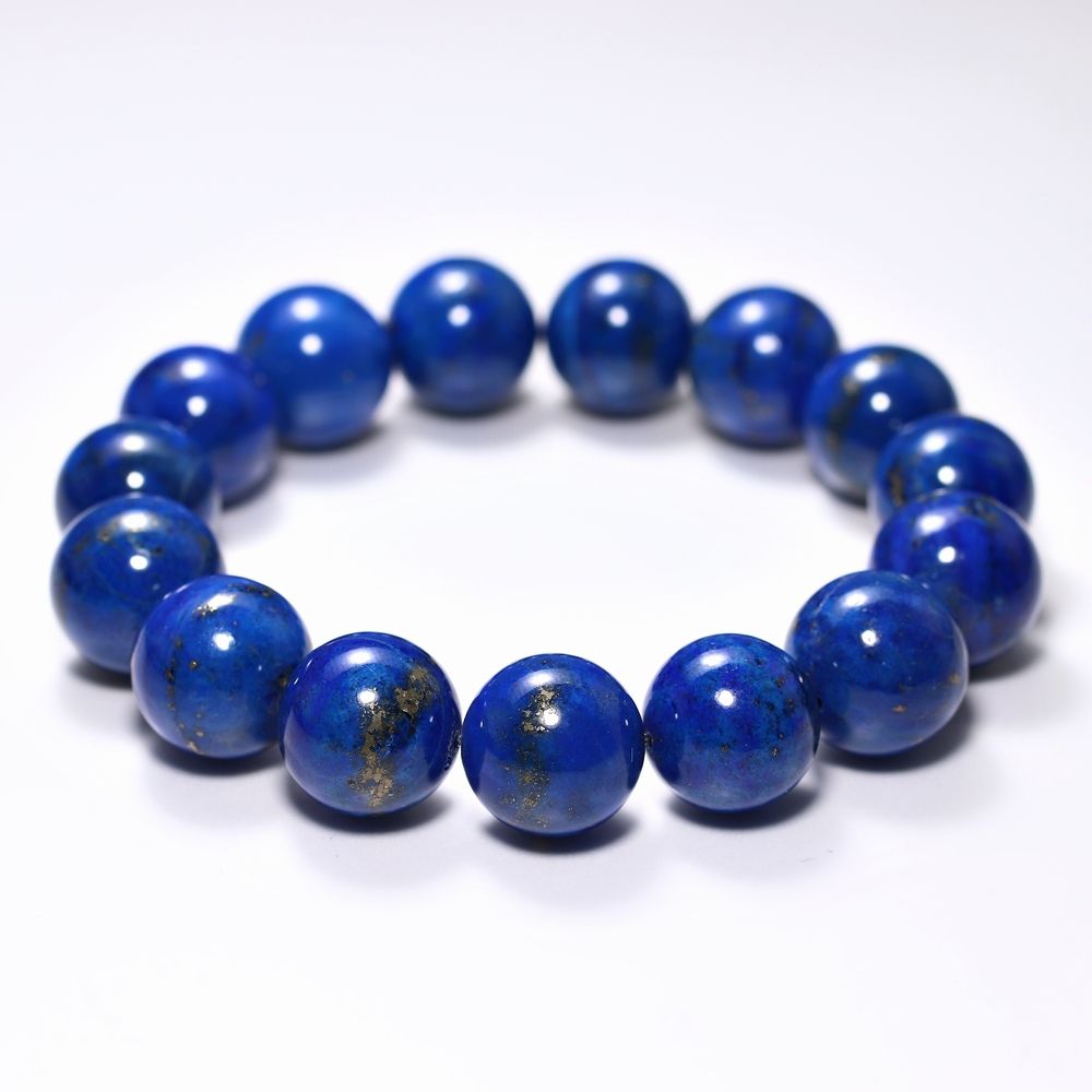 高品質+]アフガニスタン産ラピスラズリブレスレット（約14.5mm玉