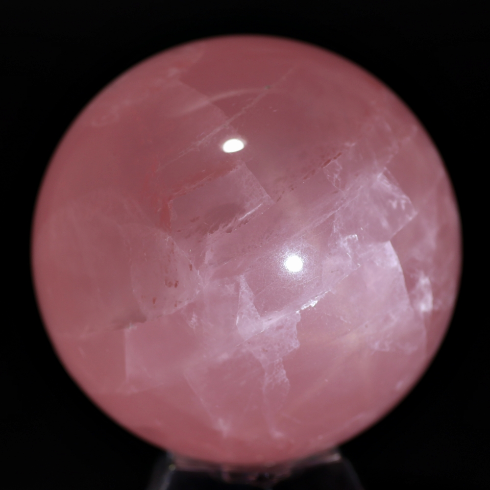 高品質]ブラジル産ローズクォーツ丸玉/スフィア（直径53.4mm・スター