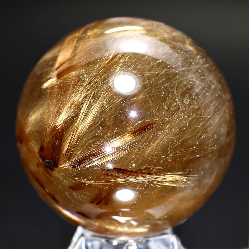 高品質]ブラジル産ゴールドルチルクォーツ丸玉/スフィア（直径51.1mm