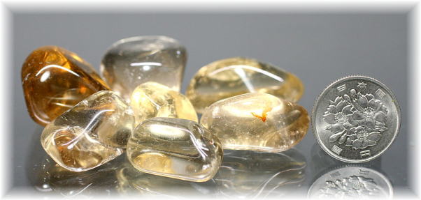 ブラジル産]天然シトリン タンブル 7個セット（非加熱・無着色