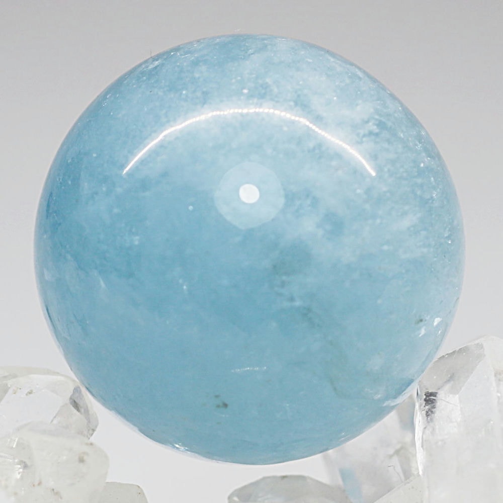 高品質・ブラジル産]天然アクアマリン丸玉/スフィア（球体直径32.2mm