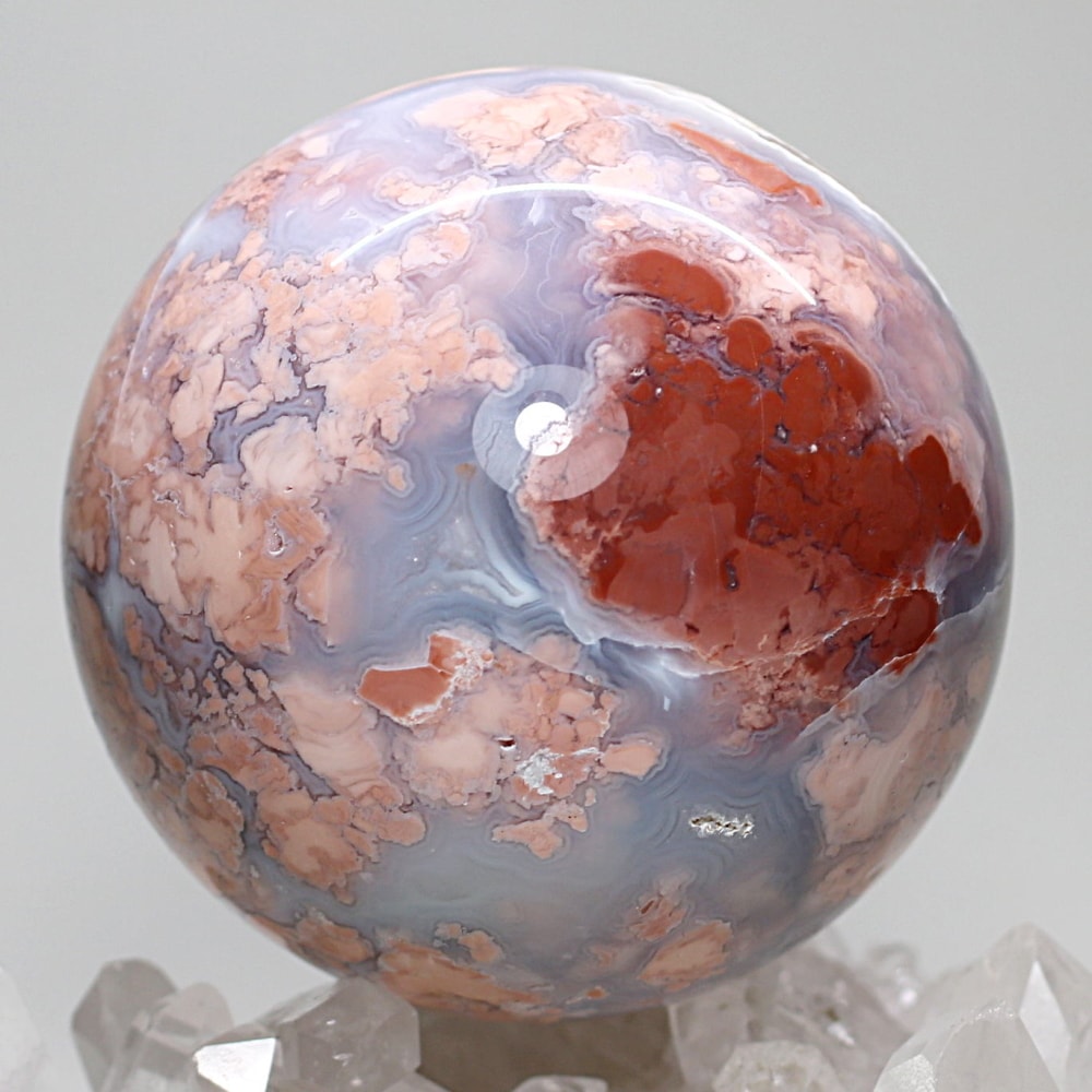 マダガスカル産]ピンクフラワードゥルージーアゲート丸玉/瑪瑙スフィア