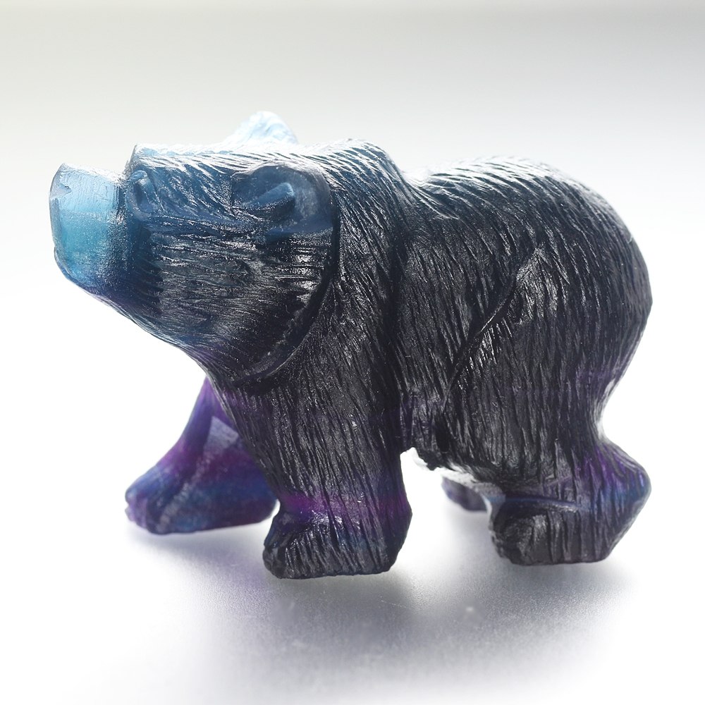 天然レインボーフローライト彫刻クマ（置物） - 埼玉県吉川市の天然石