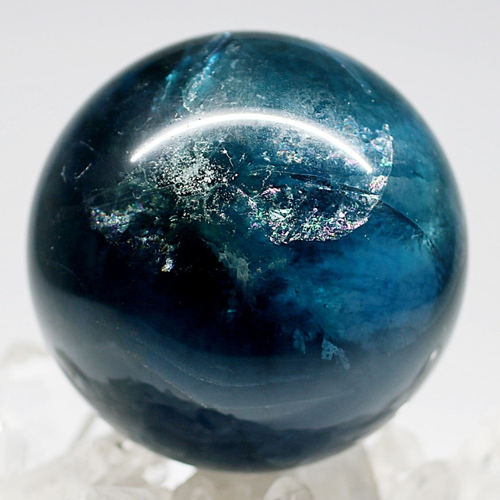 高品質]ディープブルーフローライト丸玉/スフィア（直径70.4mm