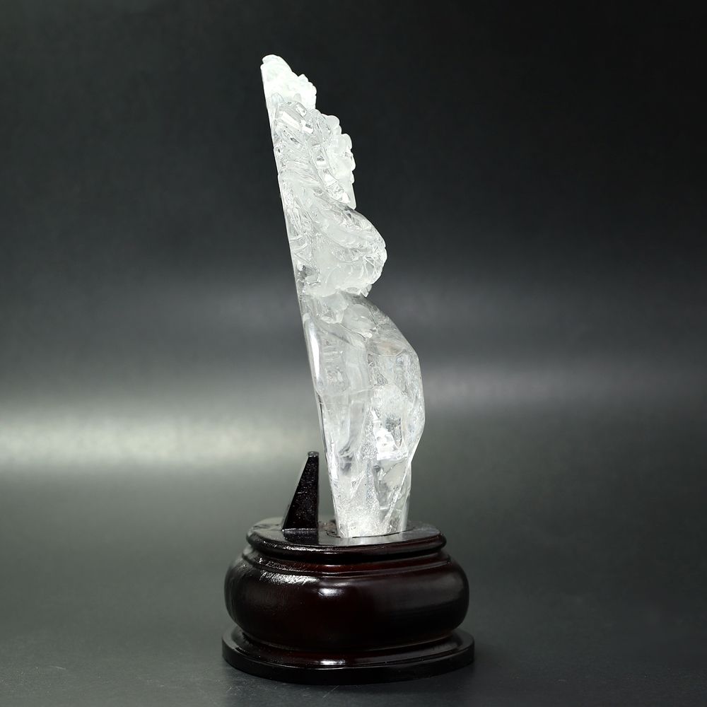 天然水晶(辰)龍彫刻（専用木製台座付き） - 埼玉県吉川市の天然石専門