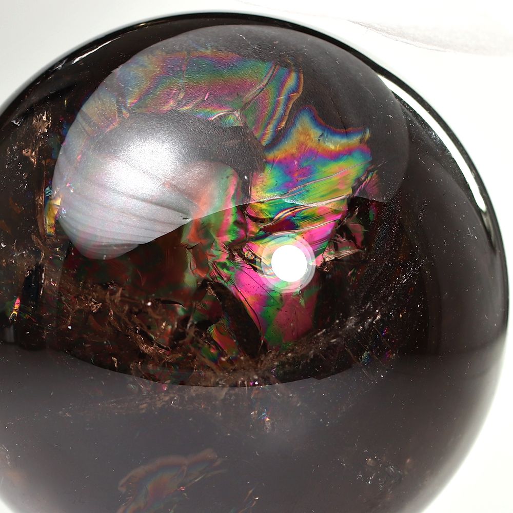 天然スモーキークォーツ丸玉/レインボー水晶スフィア（直径89.8mm