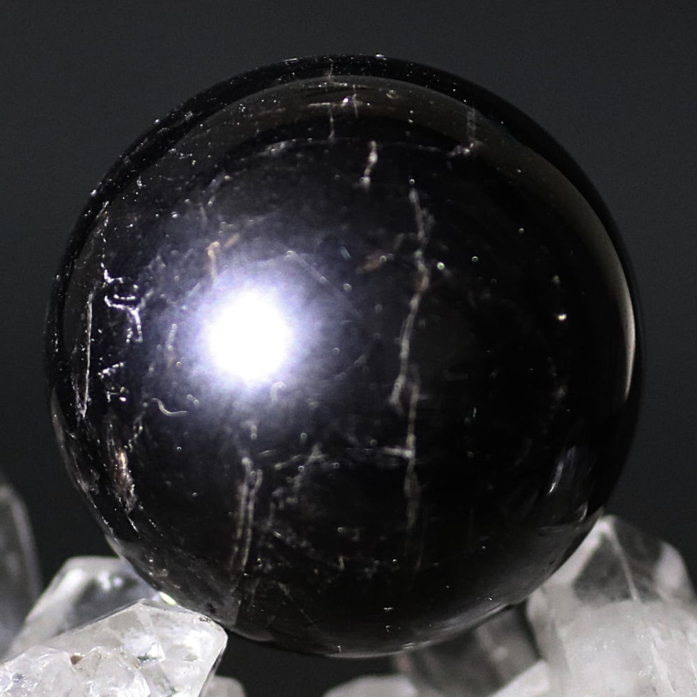 山東省産スターモリオン丸玉/天然黒水晶スフィア（球体直径40.7mm