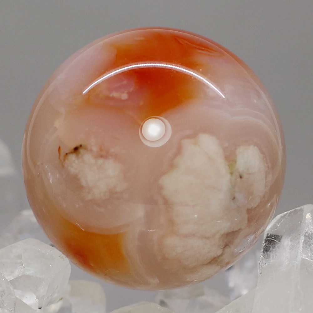 マダガスカル産]桜アゲート丸玉/桜瑪瑙スフィア（直径約32.2mm