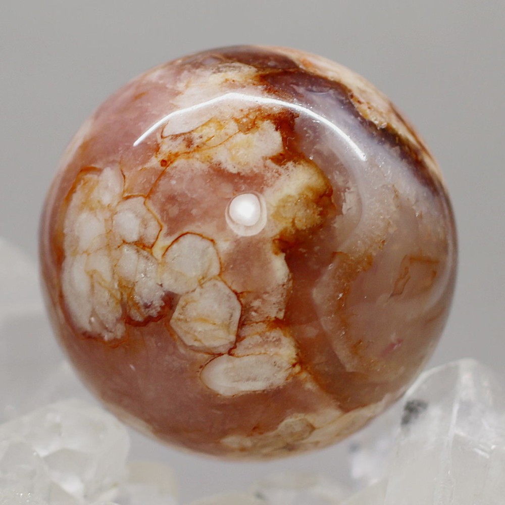 マダガスカル産]桜アゲート丸玉/桜瑪瑙スフィア（球体直径約36.3mm