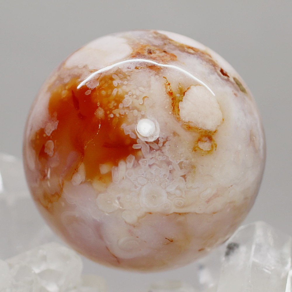 マダガスカル産]桜アゲート丸玉/桜瑪瑙スフィア（直径約40mm） - 埼玉