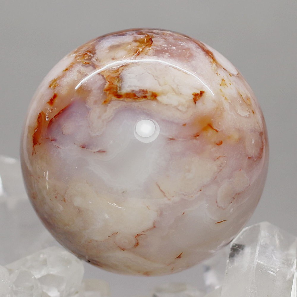 マダガスカル産]桜アゲート丸玉/桜瑪瑙スフィア（直径約40mm） - 埼玉