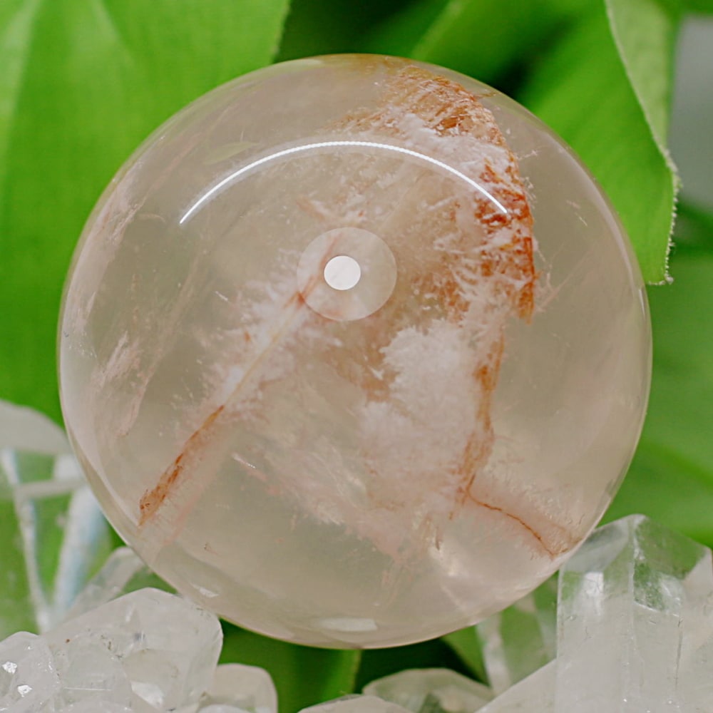 高品質]セリサイトインスターローズクォーツ丸玉/スフィア（球体直径