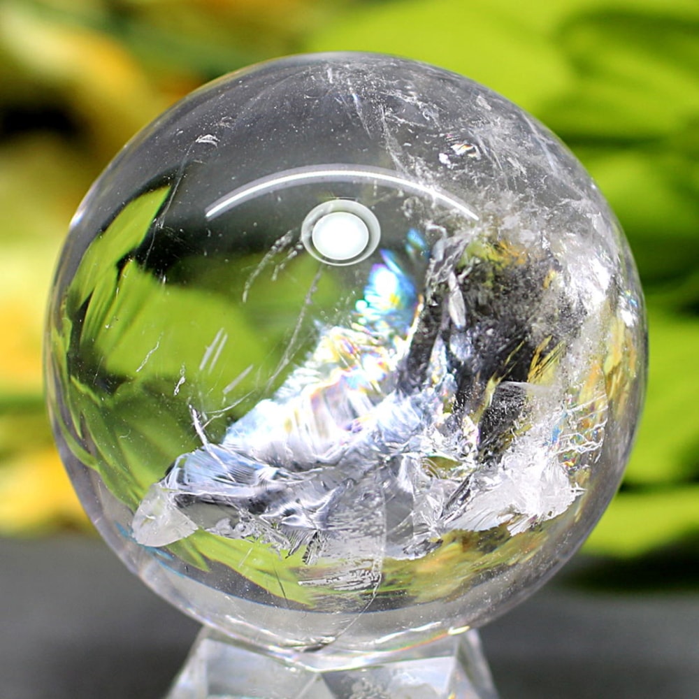 ブラジル産]レインボー水晶玉/アイリスクォーツスフィア（丸玉直径49.6