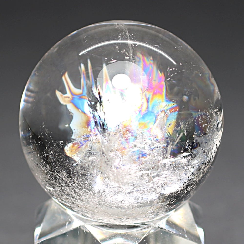 高品質・ブラジル産]レインボー水晶玉/アイリスクォーツスフィア（丸玉