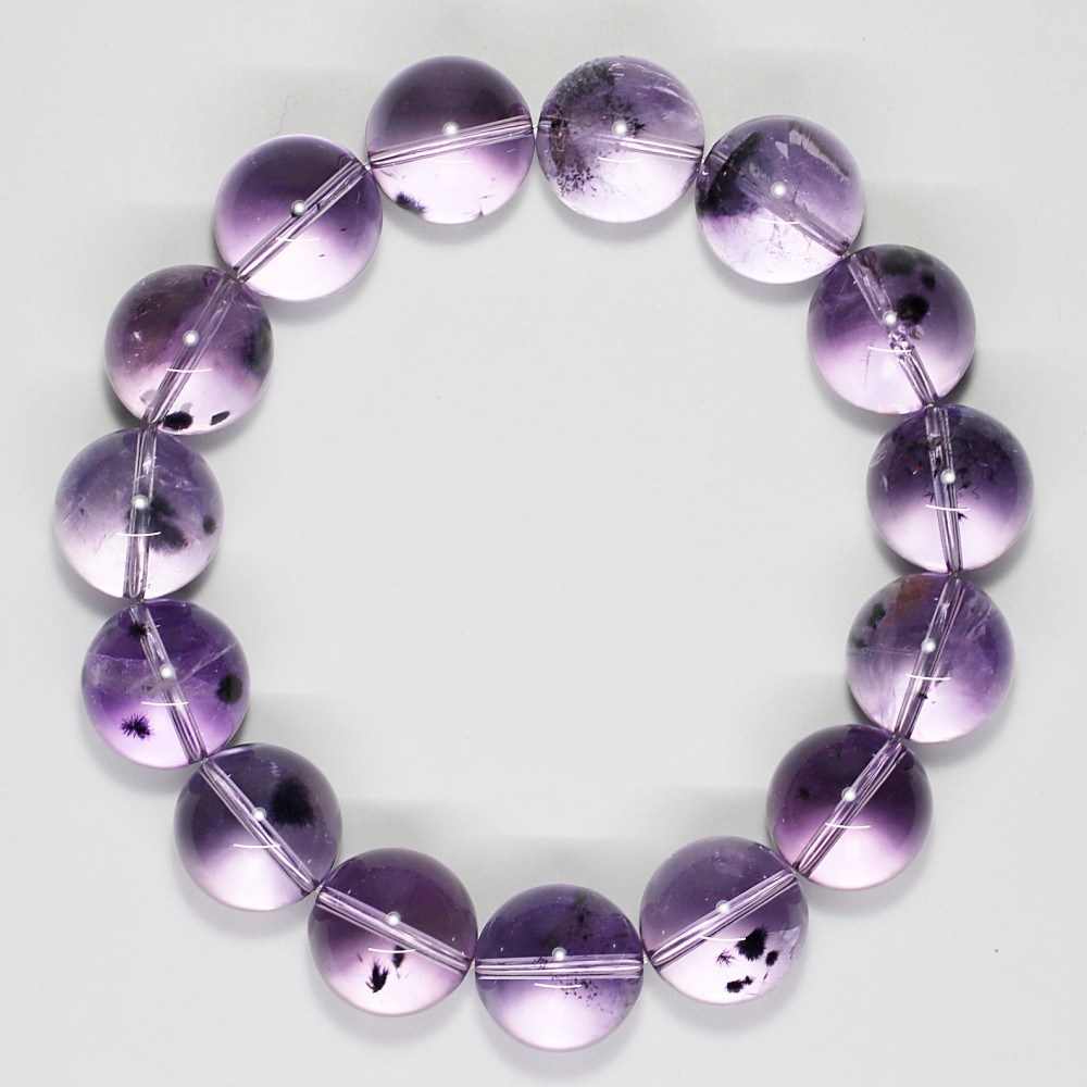 トップクォリティ]ロマネサイトインアメジストブレスレット（約14mm玉