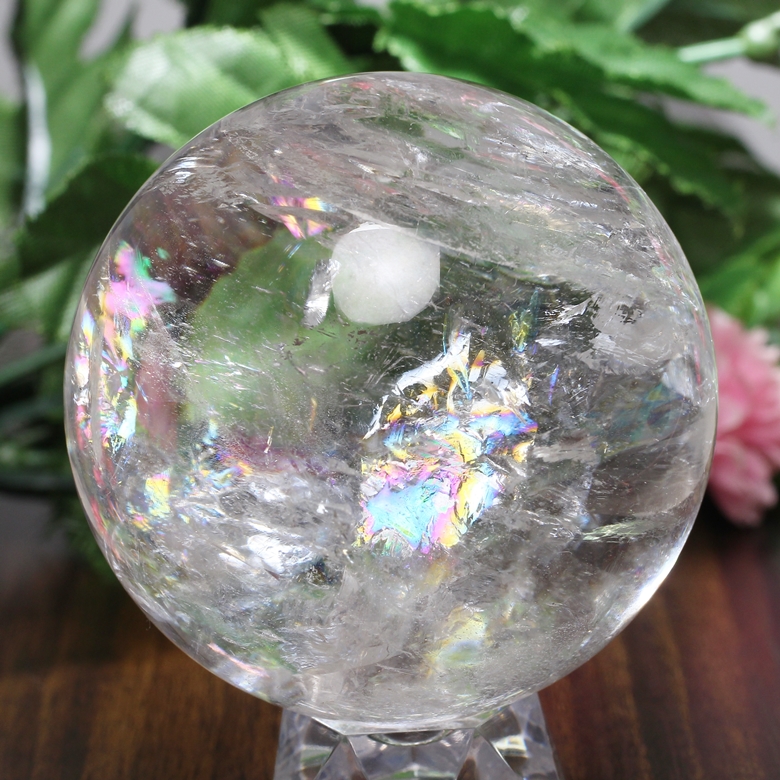 ✳️超美白大宝珠✨美しいレインボー✨極上 ホワイトカルサイト 丸玉