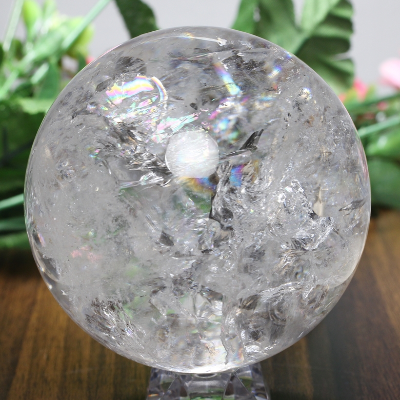 特別価格/トップクォリティ]レインボー水晶丸玉/アイリスクォーツ