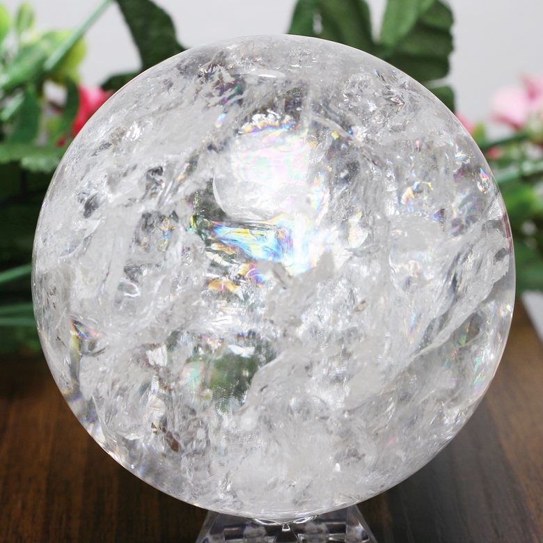 特別価格/トップクォリティ]レインボー水晶丸玉/アイリスクォーツ