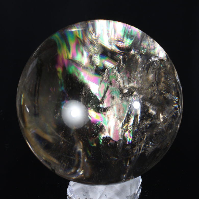 トップクォリティ]レインボースモーキークォーツ丸玉/スフィア（68.3mm