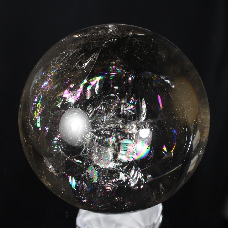 トップクォリティ]レインボースモーキークォーツ丸玉/スフィア（68.3mm