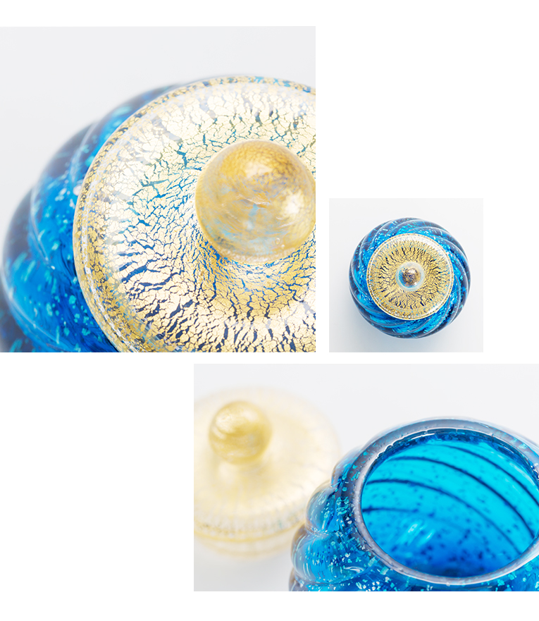 アートガラス骨壷 花音ブルー[KANON] Sサイズ | いのりオーケストラ