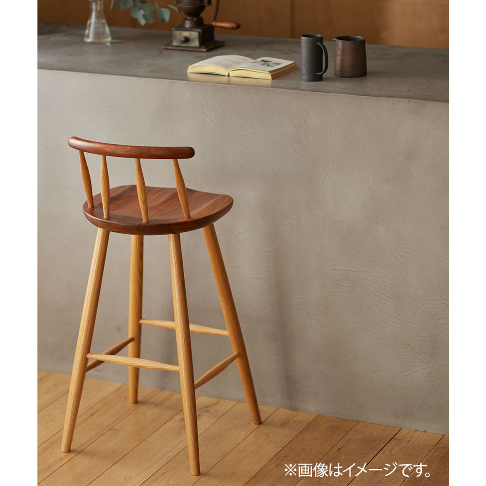 カウンターチェア「REAL DC046-CN68 WN/RO-CL」ウォールナット材