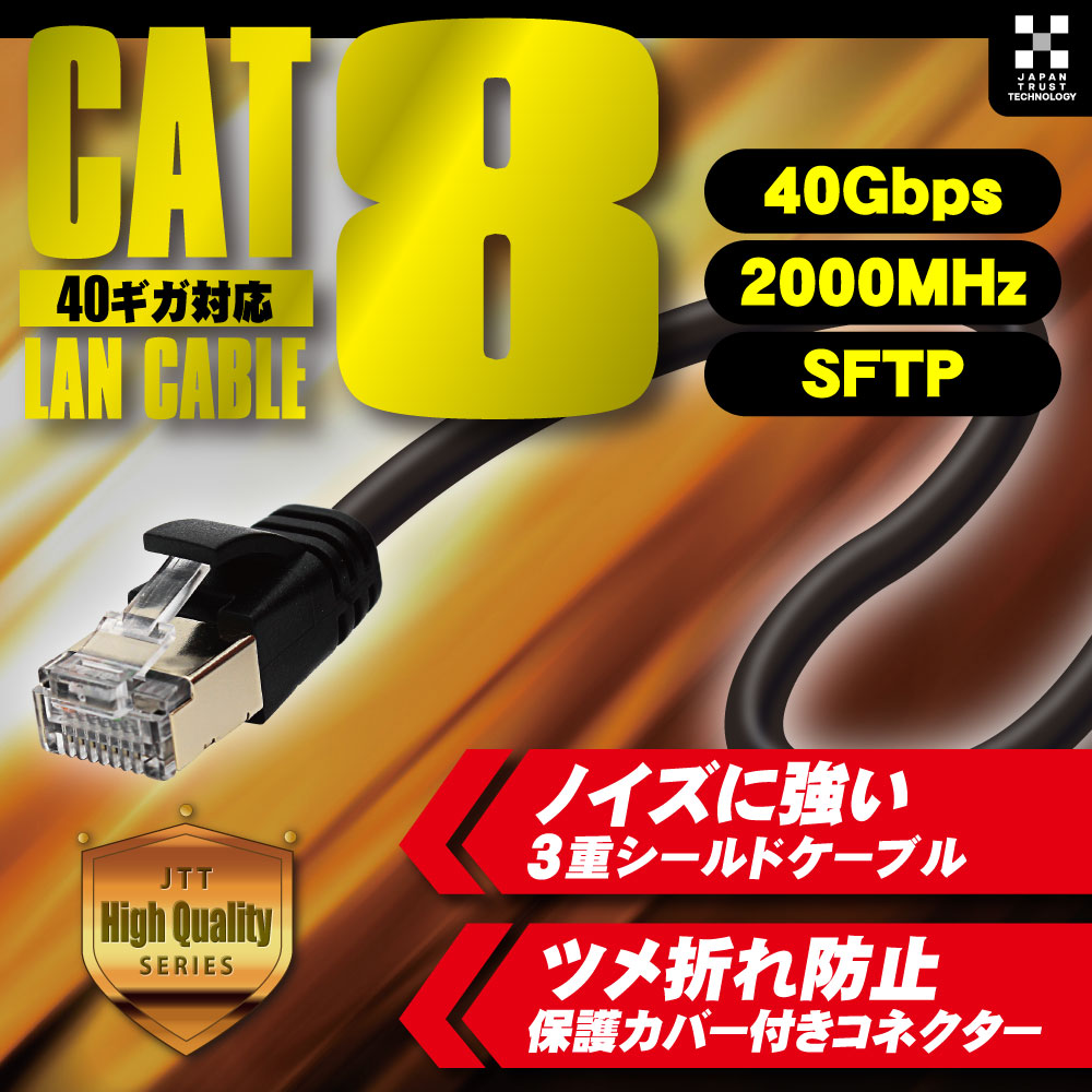 CAT.8 スリムLANケーブル、高速40Gbps/2000MHz高速転送に対応した
