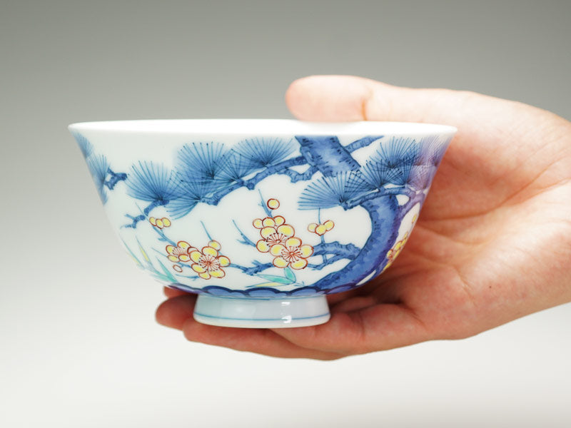 有田焼】睦揃（夫婦茶碗セット）染錦吉祥松竹梅図