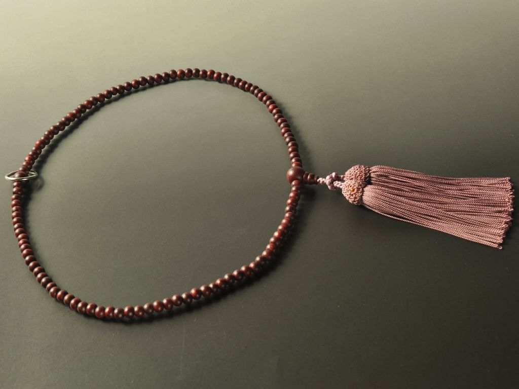 本紫檀 正絹頭付き房（深蘇芳） 曹洞宗（禅宗） 女性用本式数珠