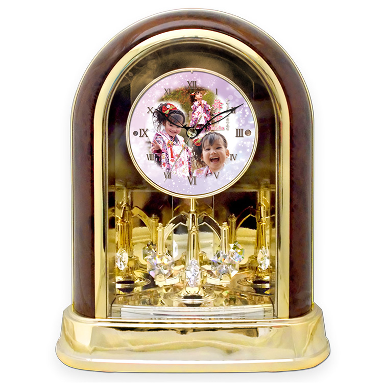 C71】スワロフスキー・エレメント回転飾り付 電波置時計“オリジナル