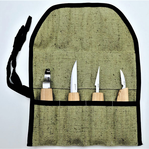 Beaver Craft カービングナイフ・バラエティー4点セット (ツールロール