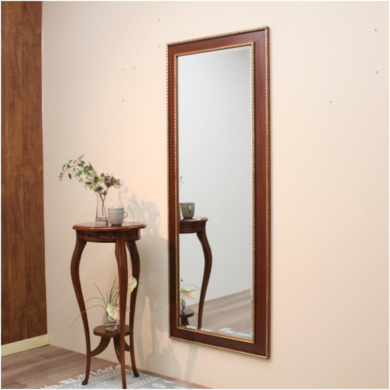 イタリア直輸入 アンティークブラウン仕上げ 姿見サイズ超大型ウォール
