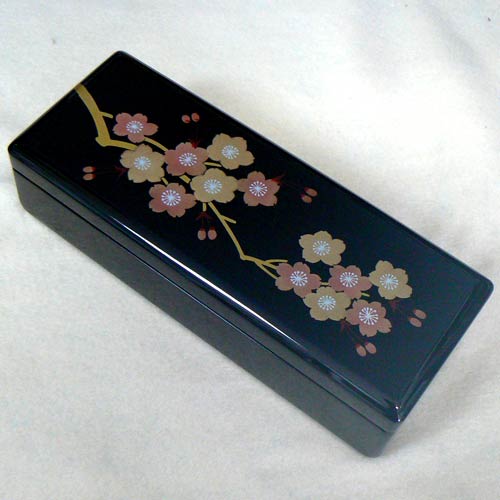 ≪在庫処分 70％オフ≫ 会津塗り 黒 長角・リング指しつき（桜 さくら