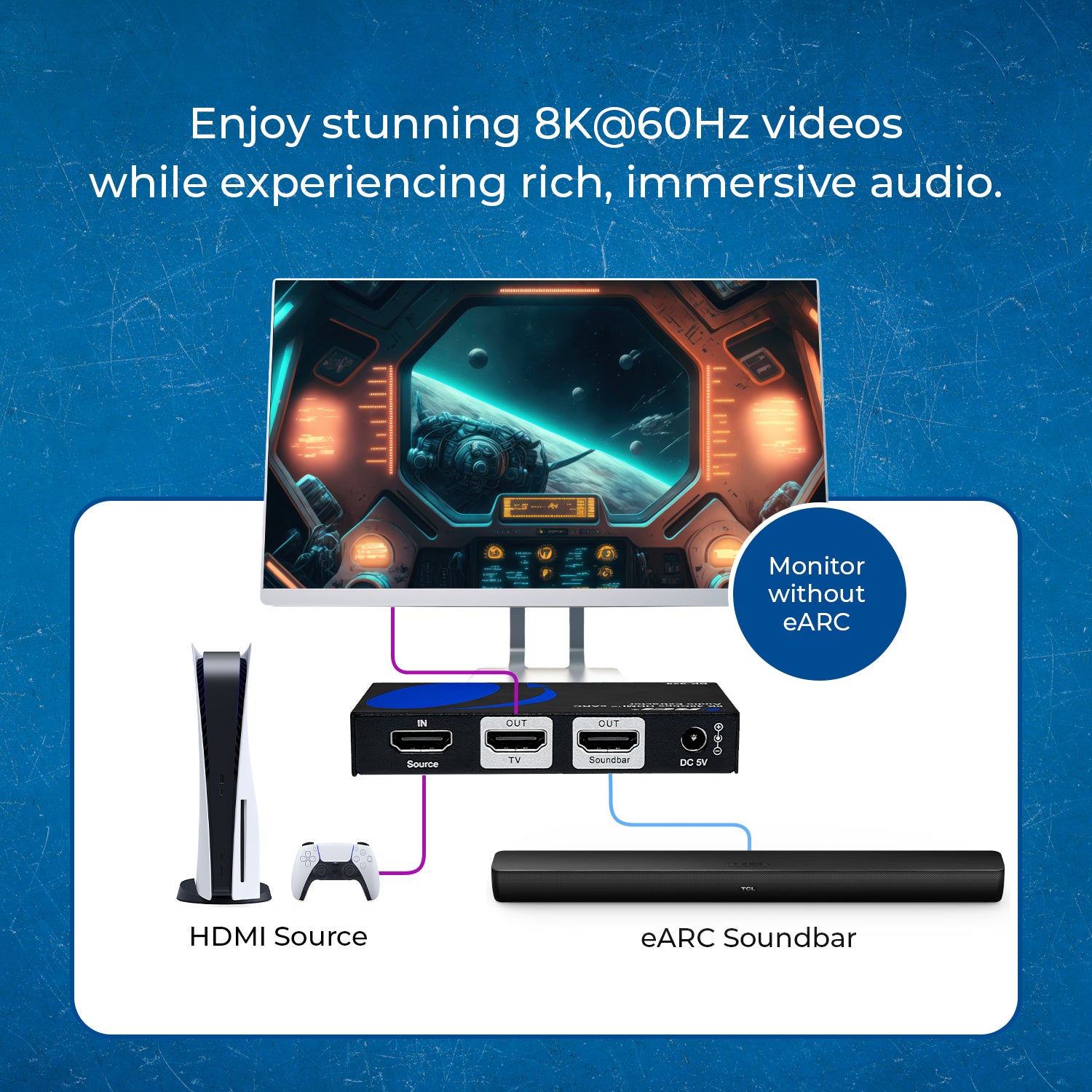 8K HDMI™ Audio Extractor (eARC Output)-BK-929 – OREI.COM