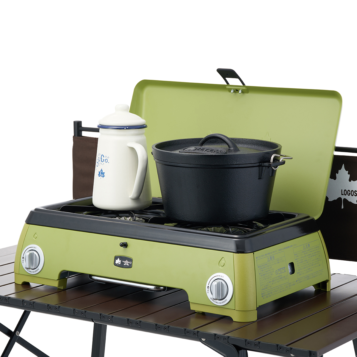 LOGOS×ALADDIN カセットコンロ 2バーナー＋ケースセット|ギア|グリル