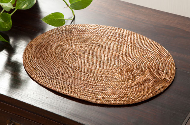 アタ製ランチョンマット (楕円型 / 40 x 30 cm)【48811】 /アジアン
