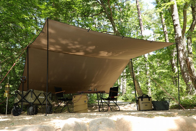 クイックキャンプのTCテント&タープに新色登場！ サンドとカーキの