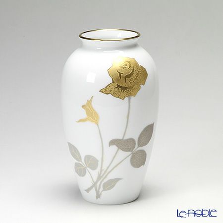 大倉陶園 金蝕バラ 花瓶 23cm 2A／2016 | ブランド洋食器専門店ル