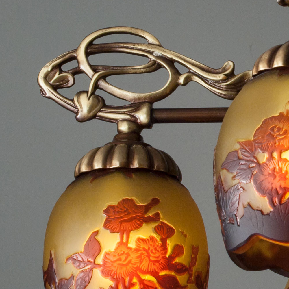 アールヌーボー/ガレ風直付6灯シャンデリア AGL-11AB/6-61 - 照明器具