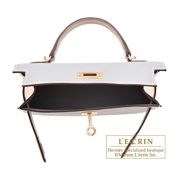 エルメス パーソナルケリーミニ/外縫い ブルーグラシエ/クレ ヴォー