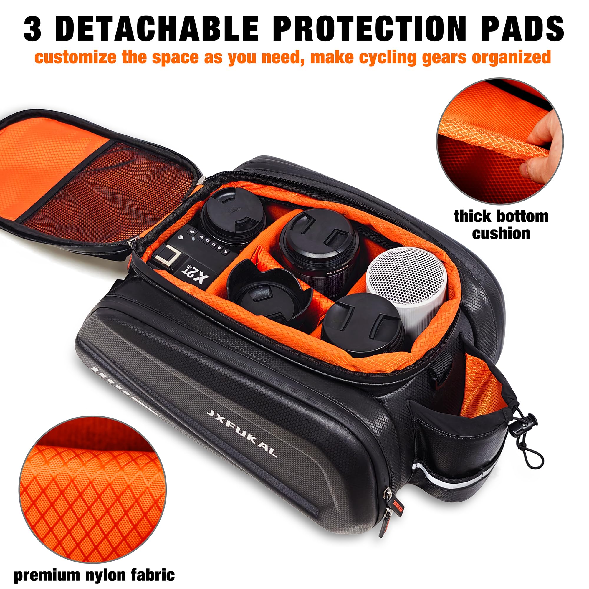 JXFUKAL Bike Bags for Bicycle Rear rack - 9.5L/17L/40L Hard Shell